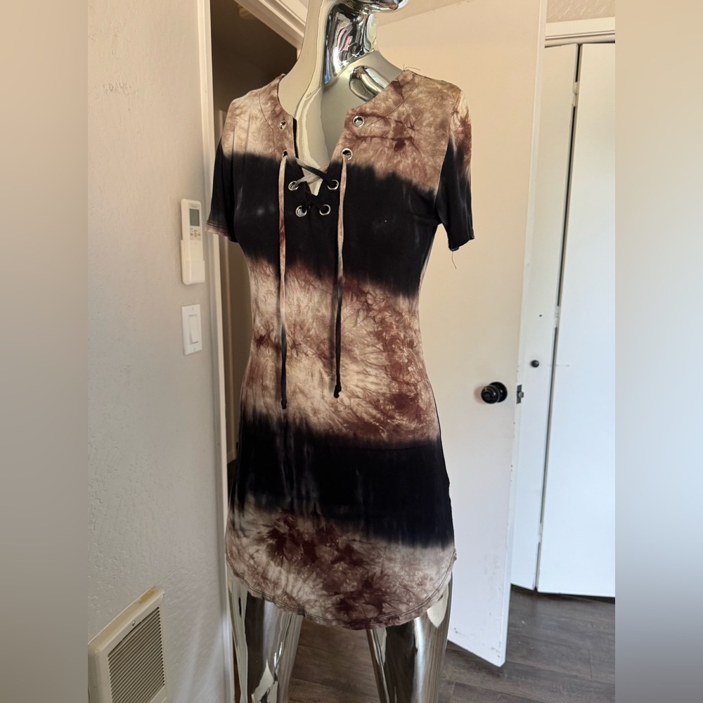 Tie-Dye Lace-Up Dress